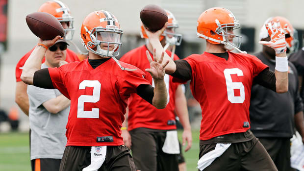 Johnny Manziel Brian Hoyer side by side